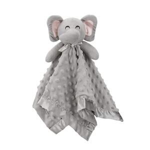 Elephant Security Blanket Grey Soft Lovey Unisex Baby Snuggle Toy 16 Inch